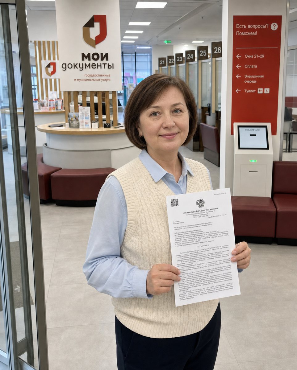 Клиентка после завершения юридической процедуры